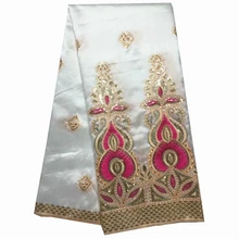 Блестки Джордж обертка белый Джордж кружева ткань высокого качества африканская ткань с камнями с вышивкой для платья 5 ярдов/партия