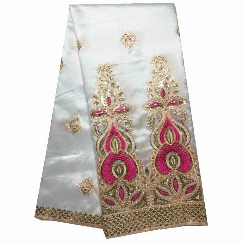

sequin George Wrapper white George Lace Fabric High Quality African George Fabric with embroidery for Dress 5 yards/lot