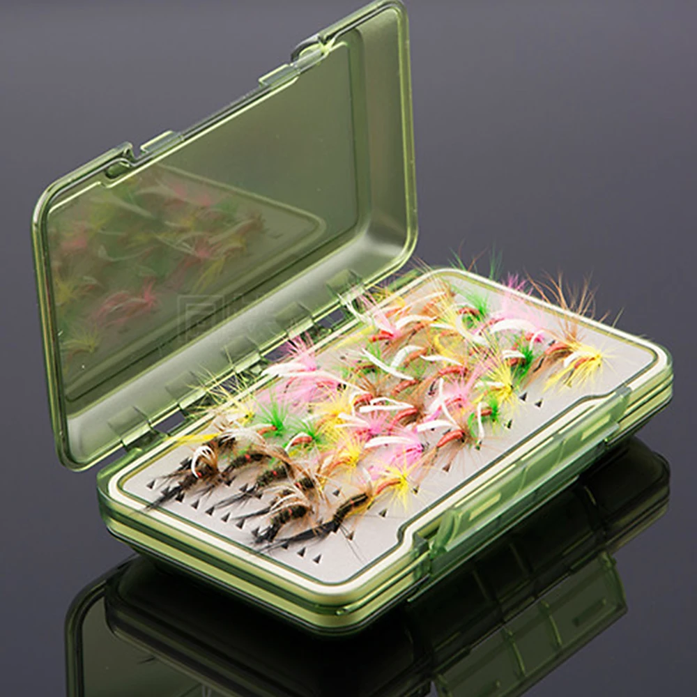 

Two-sided Fishing Tackle Box Waterproof Fly lure Box Easy Grip Foam Fly Hook Fishing Box Case for pesca