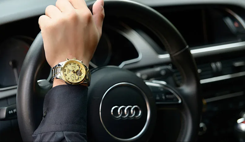 Швейцарские Бингер мужские часы люксовый бренд Tourbillon сапфир светящиеся несколько функций механические наручные часы B8602-7
