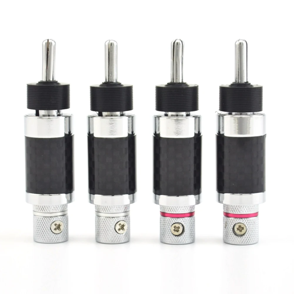 8pieces Hight Quality loudspeaker Audio Banana plug Rhodium Plated Banana Plug Carbon Fiber Speaker 9mm Cable Connector