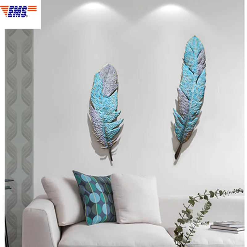 

Paste Gold Foil Stereoscopic Simulation Feather Iron Art Gradient Color Wall Hangings Study Background Wall Ornaments X2301