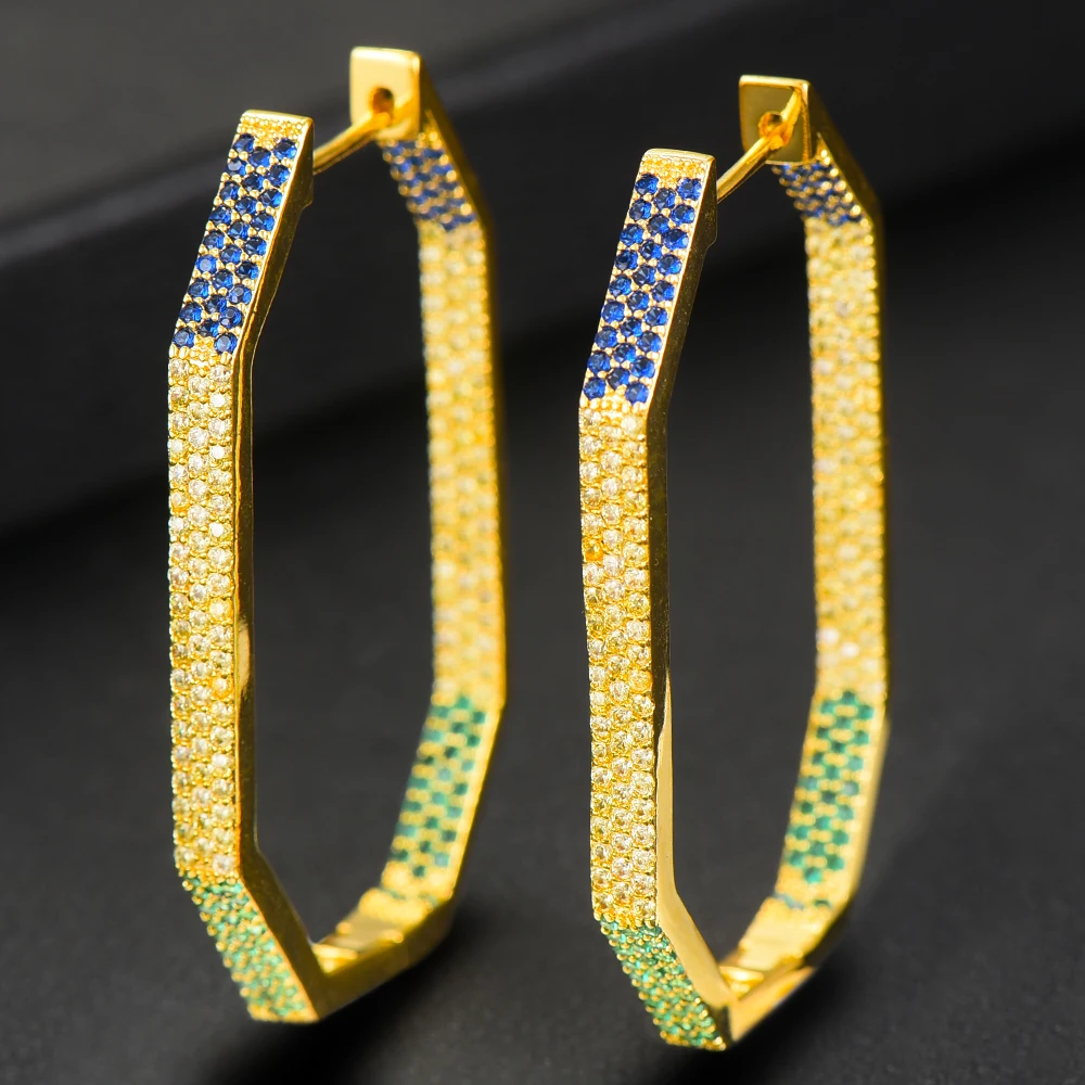 GODKI, 40 мм, роскошные геометрические массивные серьги-кольца для женщин, свадебные геометрические серьги с натуральным цирконием, нигерийские серьги-кольца