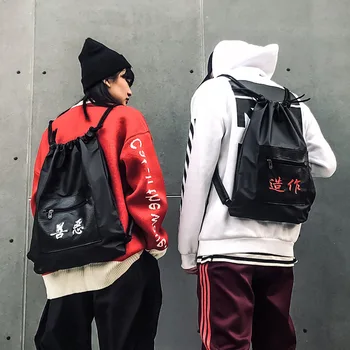

Fashion DrawstringBag Men and Women Embroidery Text Portable Backpack Student School Bag