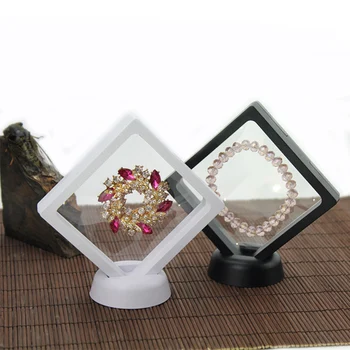 

Displays Square 3D Albums Floating Frame Holder Black White Coin Box Jewelry Display Show Case For Wedding