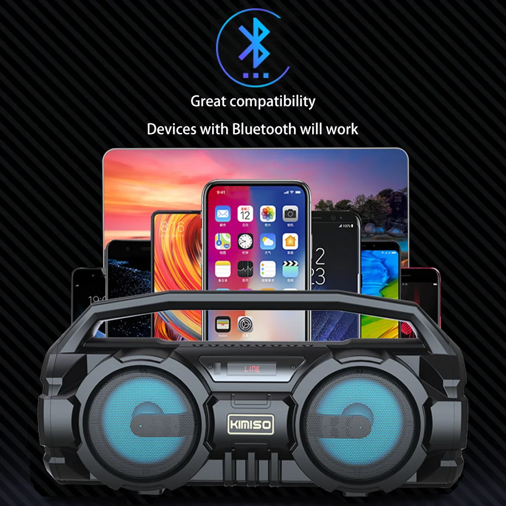 Portable Bluetooth Speakers Powerful Column Home Theater Bass With Mic FM Radio TF Music Center System Wireless Stereo Subwoofer Portable Bluetooth Speaker