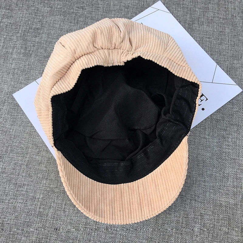Autumn Winter Warm Corduroy Hat Christmas Gifts For Women Friends Solid Color Vintage British Style Leisure Beret Caps
