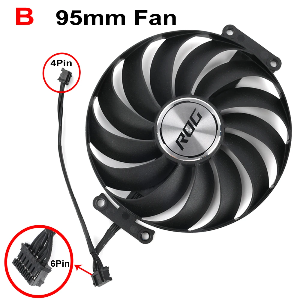 Substituição do Ventilador Mais Frio para Asus Rog Strix Geforce Rtx 3060 ti 3070 3080 3090 3070ti 3080ti Placa de Vídeo Gráfica 95 mm Cf1010u12s - Imagem 4