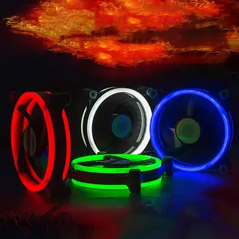 

120mm 12cm Double Light Halo LED Fan DC Mute PC CPU Computer Case Cooler