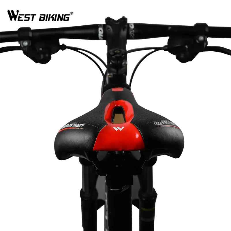 Велосипедное седло WEST BIKING удобное Силиконовое нескользящее кожаное для горного