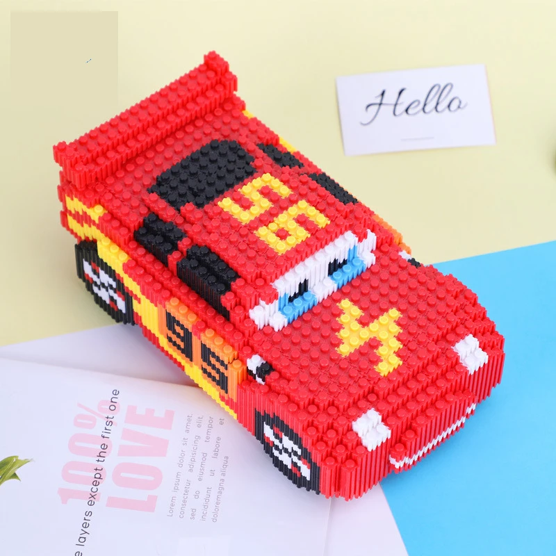 Cartoon Pixar Cars 3 Diamond Building Blocks Lightning Mcqueen Cute Diy Model Connection Mini Bricks Car Blocks Toy