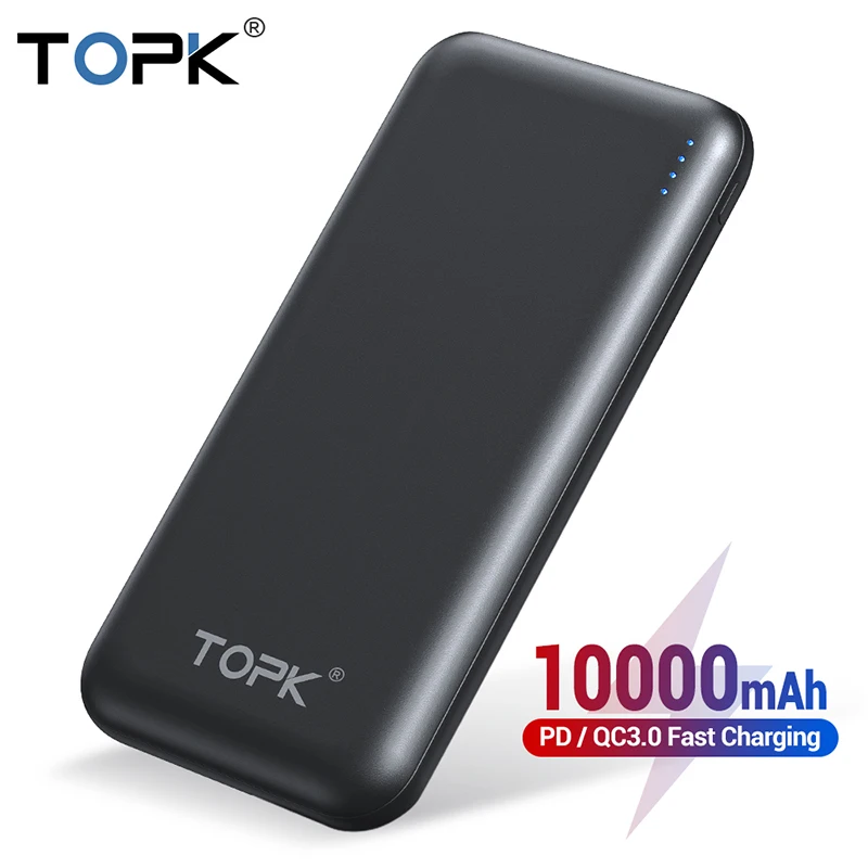 

TOPK 10000mAh Power Bank USB Type C PD Fast Charge Powerbank External Battery Charger For Xiaomi Samsung iPhone Huawei