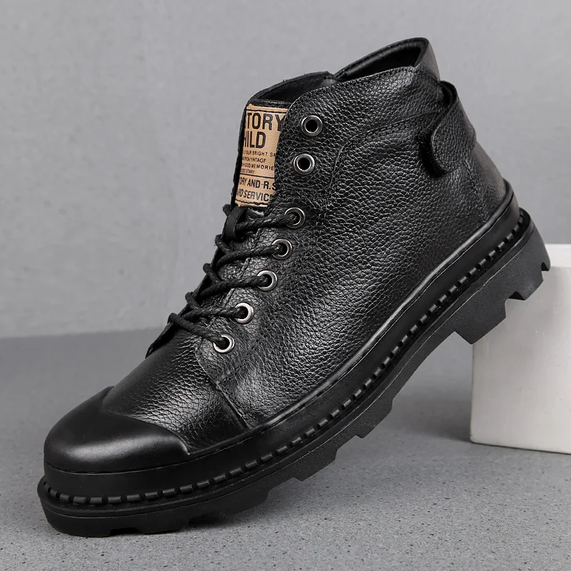 

Martin boots men's middle boots shorts black large size 45 winter men's shoes cotton shoes 46 tooling military boots plus velvet