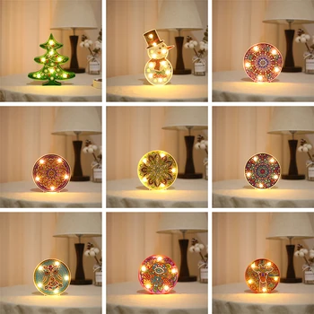

New 5D DIY Diamond Painting LED Lamp Light Snowman Special Shaped Mosaic Embroidery Owl Unfinished Kit Christmas Gift