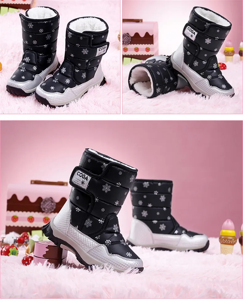 PINSEN 2019 Winter Kids Boots For Girls Boys Snow boots Parent-child shoes warm plush soft bottom Children Shoes Snow For Girls (15)