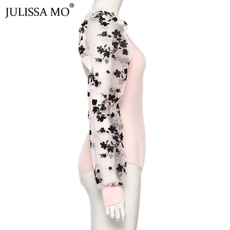 Julissa mo, с принтом, сетчатый, сексуальный, с v-образным вырезом, боди, для женщин, с длинным рукавом, с открытой спиной, боди, топы, зимние, элегантные, женские комбинезоны, комбинезоны