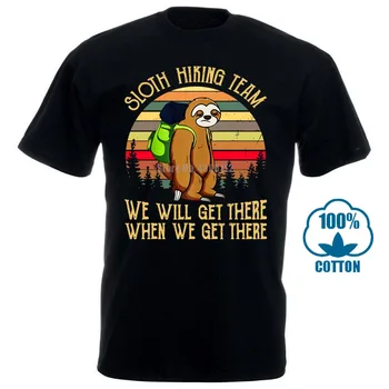 

T Shirts For Men Sloth Hiking Team We Will Get There Vintage Men T Shirt Print Black Cotton S 3Xl T Shirt Man Camisetas Hombre