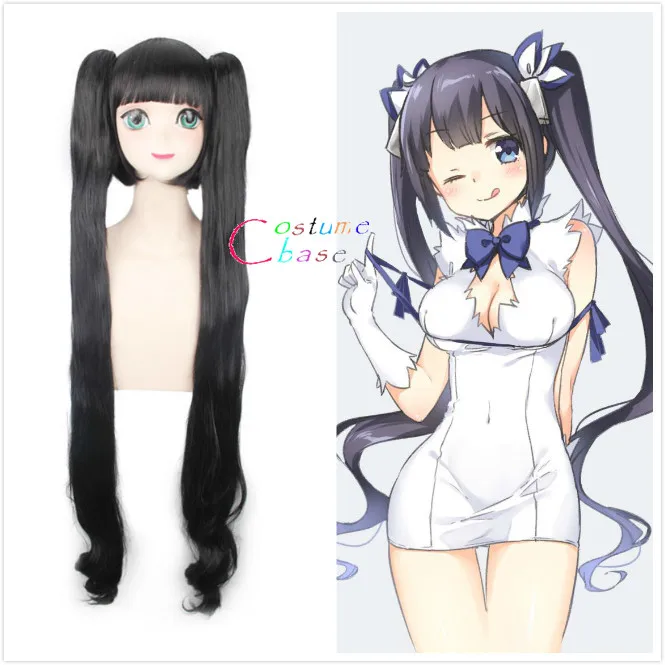 Меч Oratoria Kami Sama Hestia черный свободный конский хвост длинные волнистые косплей парик синтетические волосы термостойкие+ Бесплатный парик Кепка