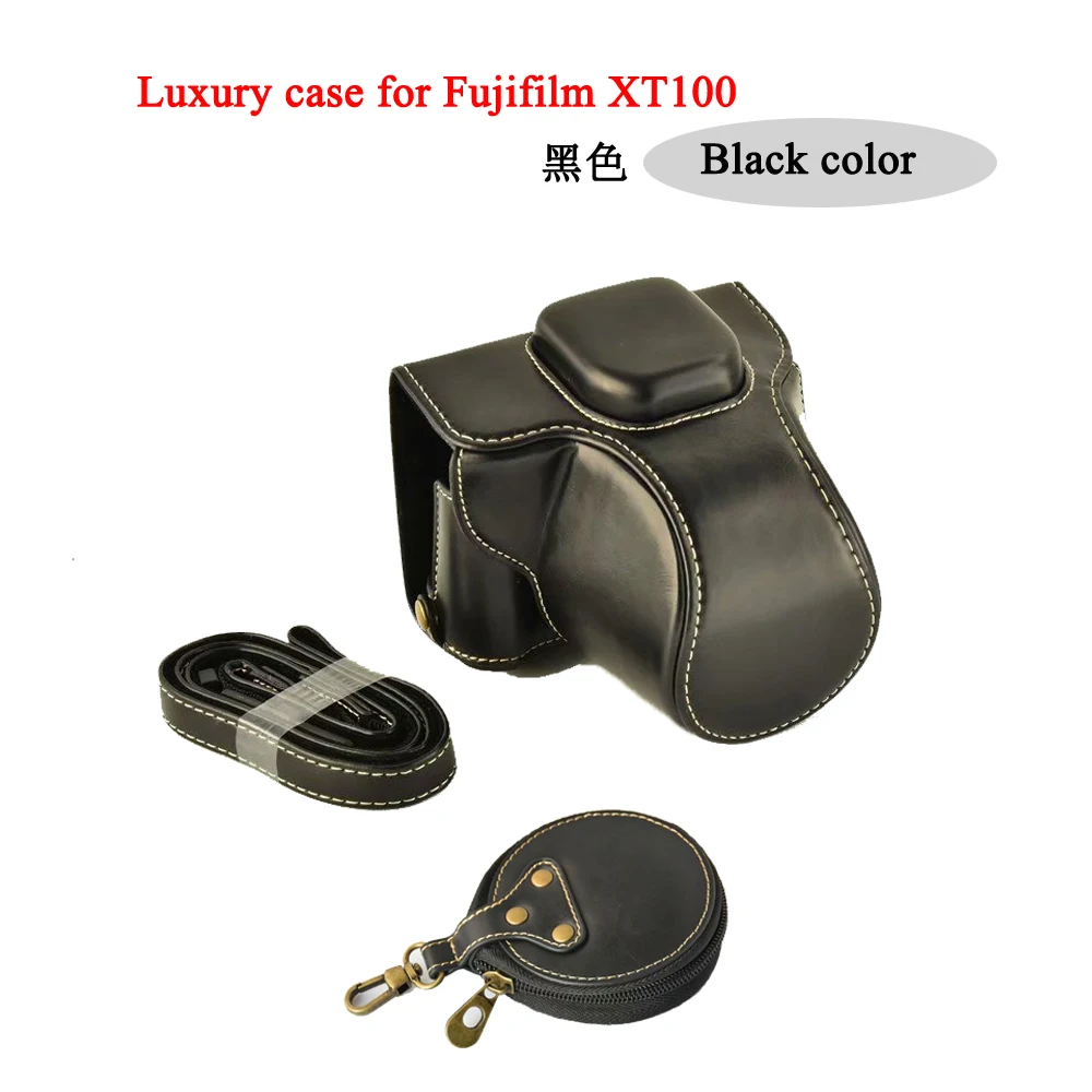 camera case Luxury Camera Case Bag For Fujifilm XT100 XT200  PU Leather Camera Bag With Strap Mini Pouch Open Battery Black Coffee Brown camera case Bags & Cases
