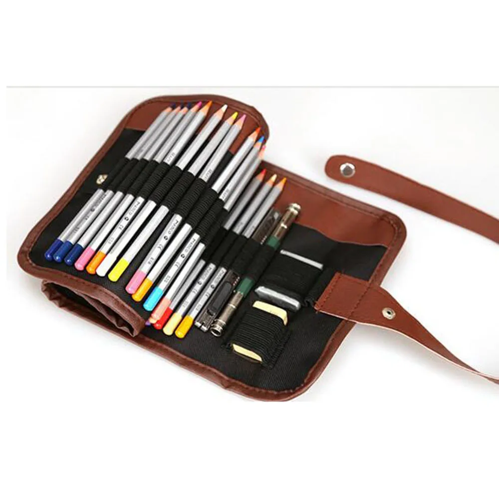 

72 Pencil Holder Colored Pencil Bag Art Professional Canvas Roll School Pencil Box Stationery