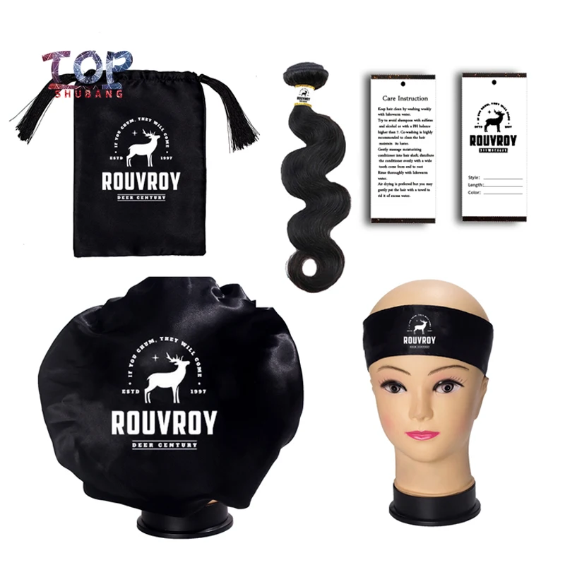 

Customized Logo Black Wig Package Women Hair Extensions Bundles Packaging Sets Bonnets/bags/Tags/ Sticker Hair Bundle Wraps