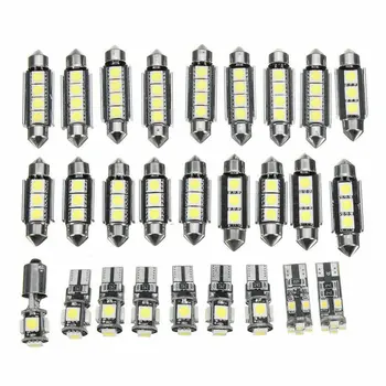 

27 pcs/set White car interior LED light kit Play and Plug Easy to install Save power supply Left Right Front Rear