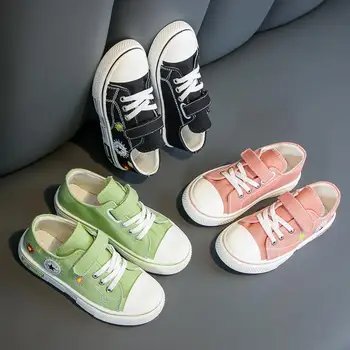 

Toddler Girl Sneakers Boy Shoes Kids Jelly Color Canvas Shoes Casual Lace Up Classic Flats Children Shoes for Student