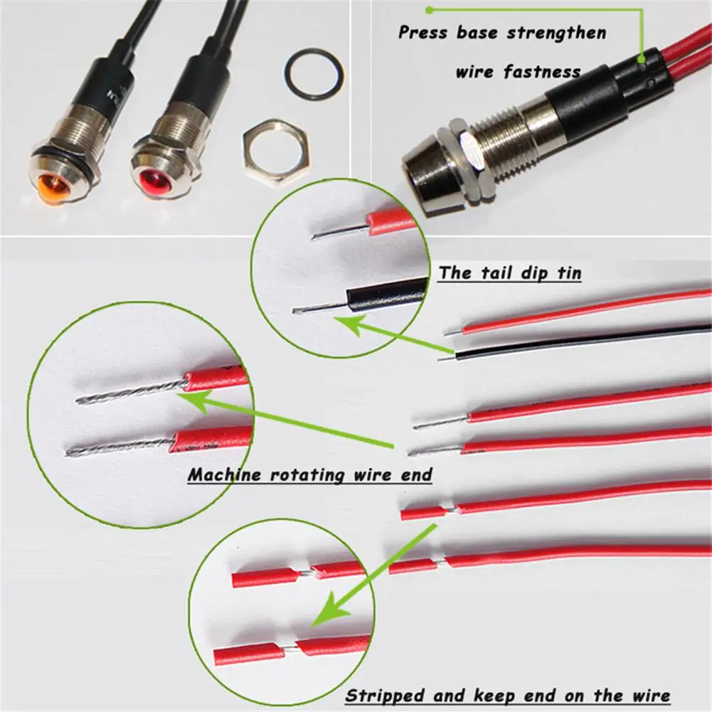 12mm Waterproof Lamp Metal 12V Led Indicator Light Pilot Signal Lamp Car Boat Panel Dashboard Warning Light With Wire Leading