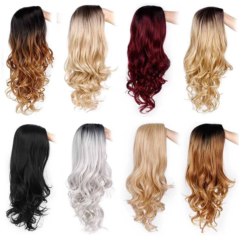 Günstige AISI SCHÖNHEIT Lange Ombre Braun Wellenförmige Perücke Blonde Cosplay Synthetische Perücken Für Frauen Glueless Haar Hohe Dichte Temperatur Schwarz Grau