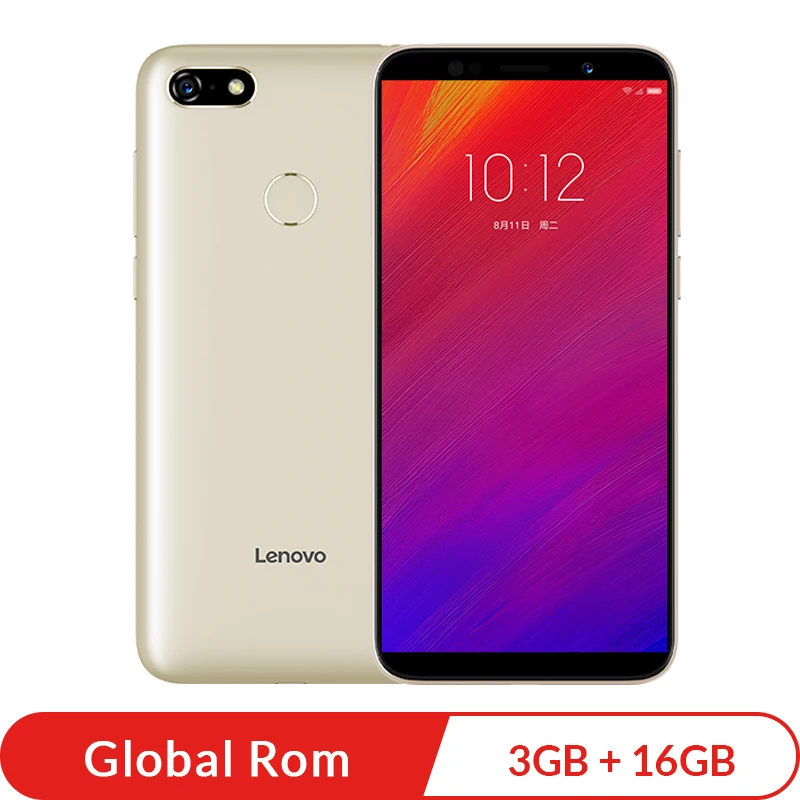 A5 3G 16G Gold Мобильный телефон lenovo A5, 3 ГБ, 16 ГБ, глобальная ПЗУ, MTK6739, четыре ядра, 5,45 дюймов, 18:9, полноэкранный смартфон, сканер отпечатков пальцев, аккумулятор 4000 мАч - Цвет: A5 3G 16G Gold