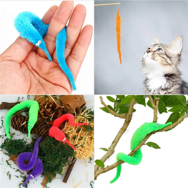 5/10/20pcs Twisty Worm Magic Toys Party Favors Fuzzy Worm On A String Christmas Halloween Wizard New Strange Trick Toys For Kids 5