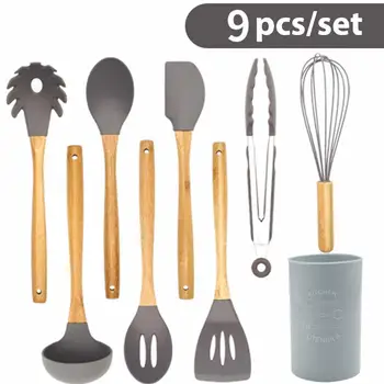 

TWISTER.CK 9Pcs/Set Kitchen Utensil Set Silicone Cooking Nonstick Cookware Spatula Spoon Set