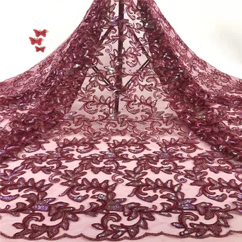 

Madison African Embroidered Tulle Lace Fabric with Sequins Nigerian Net Lace French Mesh Lace Fabric for Women Party Dress
