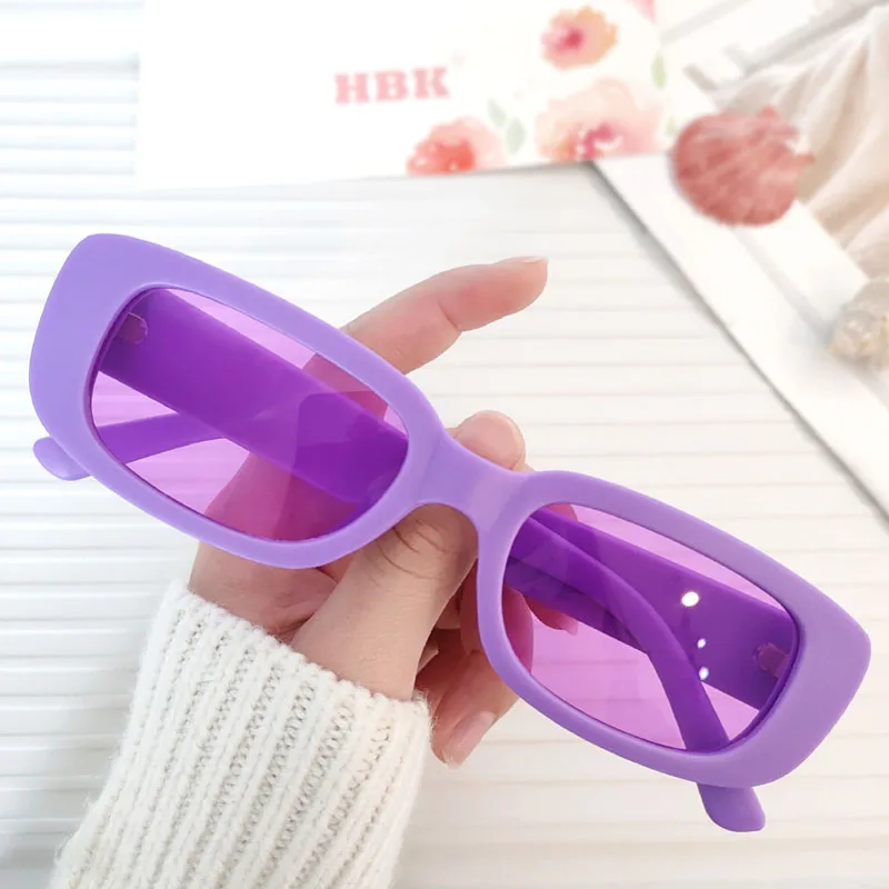 raybans women HBK Fashion Polygon Small Rectangle Sunglasses Women Retro Candy Color Men Shades Square Purple Yellow Gradient Sun GlassesUV400 rose gold sunglasses