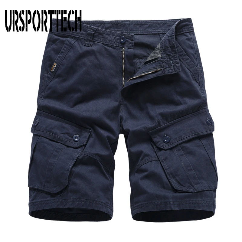 

URSPORTTECH Camouflage Cargo Shorts Men 2020 Summer Cotton Casual Military Zipper Short Pants Male Army Green Tactical Shorts