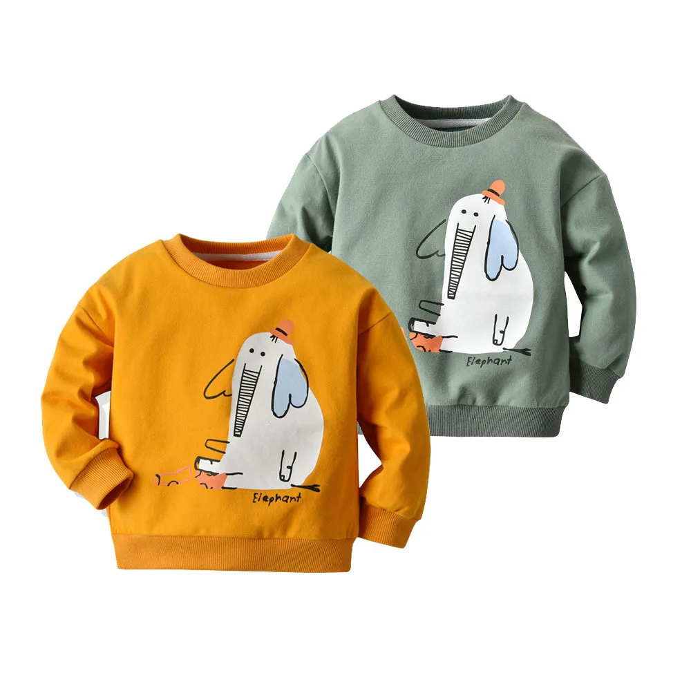 Осенняя одежда новая стильная одежда для мальчиков в европейском и американском стиле футболка с длинными рукавами и Рисунком Слона универсальная рубашка с петельками