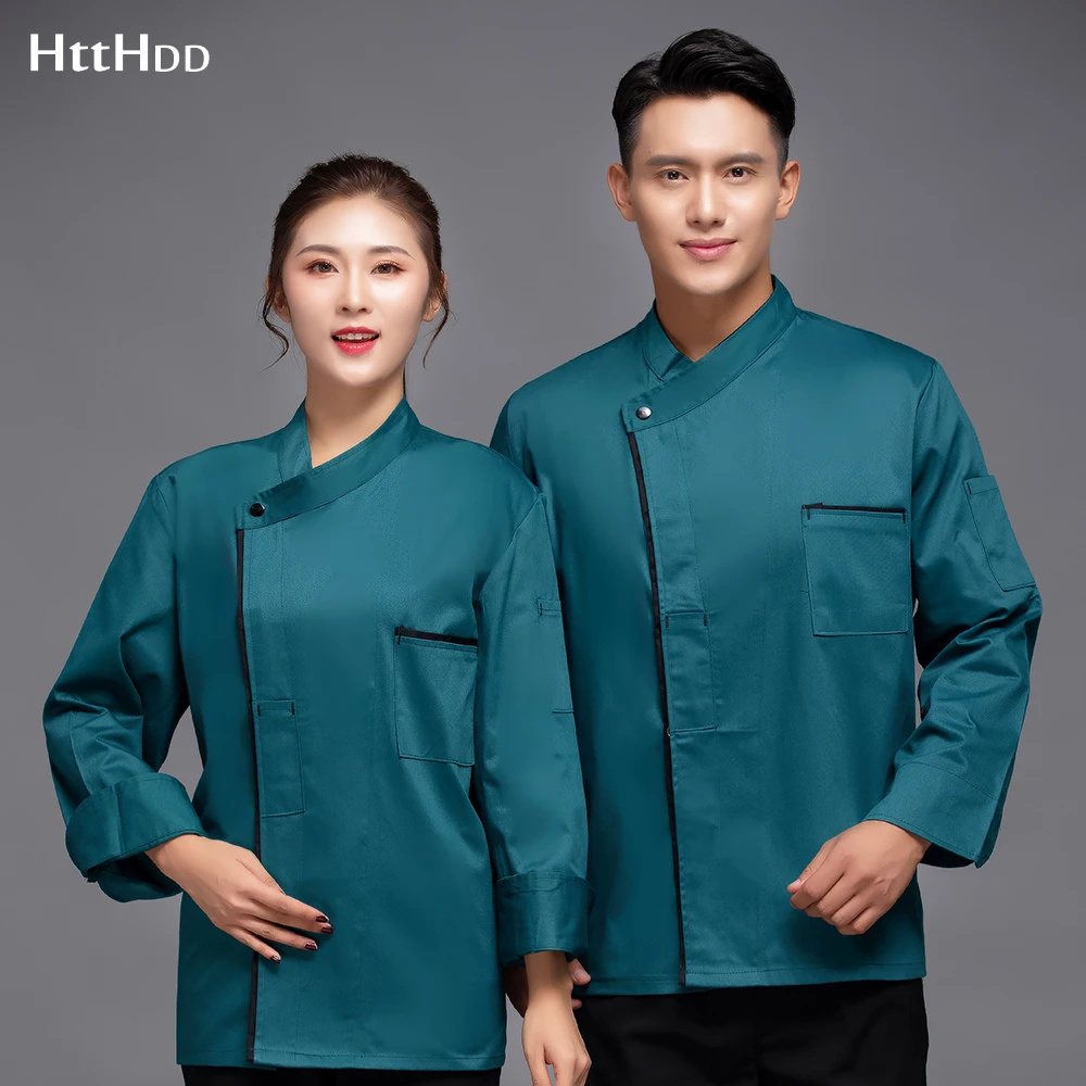 

Comfortable Unisex professional chef cooking jacket restaurant breathable chef overalls long-sleeved baking chef uniform custom