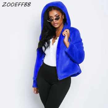 

ZKYZWX Women Hooded Thick Warm Fluffy Teddy Bear Coat Jackets Plus Size Plush Coat Winter Clothing Long Sleeve Faux Fur Coat