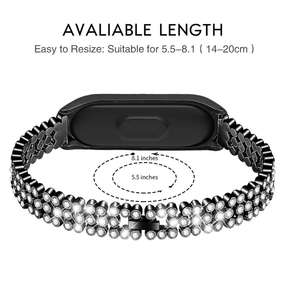 Unisex Mi Band 3/4 Metal Straps Bracelet Wristbands with Diamond Accessories Diamond Steel Strap + Zinc Alloy Table Frame Unisex Mi Band 3/4 Metal Straps Bracelet Wristbands with Diamond Accessories Diamond Steel Strap + Zinc Alloy Table Frame