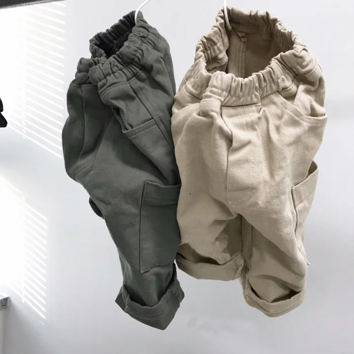 Autumn Korean-style Childrenswear New Style Men And Women Children Casual Simple Side Edge Pocket Loose Casual Pants