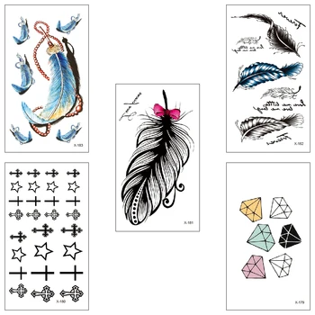 

Fake temporary tattoo Water Transfer Black scar feathers cat Sticker Boy girl Beauty Sexy Cool Body Art 100 piece/lot wholesale