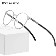 FONEX сплав оптические очки оправа для мужчин Сверхлегкий Ретро Круглый близорукость по рецепту очки для женщин Металл полный Безвинтовые очки
