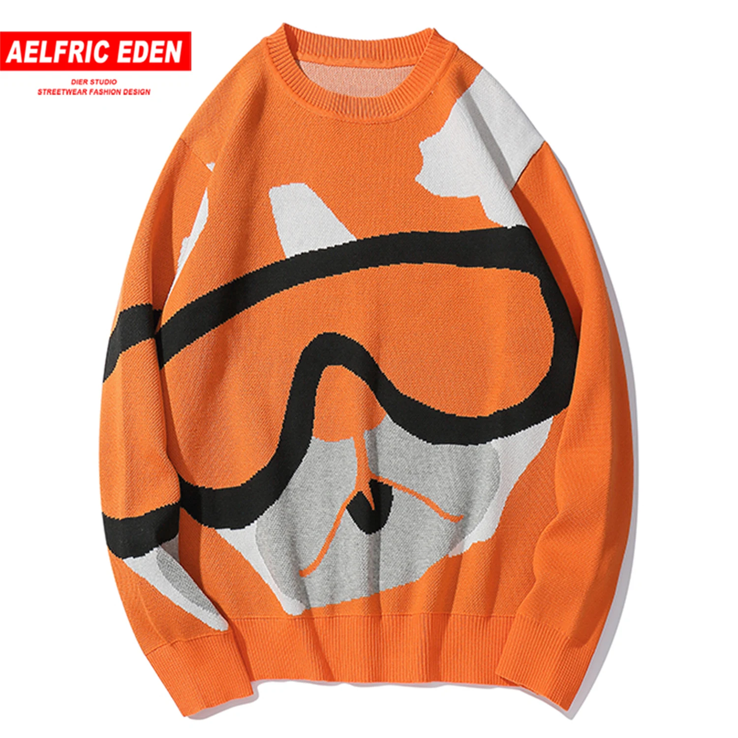 Aelfric Eden Funny Cartoon Dog Knitted Mens Sweaters Autumn Harajuku Fashion Hip Hop Male Pullovers Casual Tops Streetwear