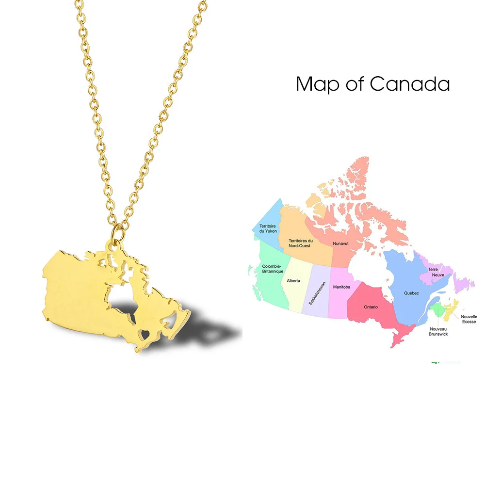 

Canada Map Necklace Titanium Steel Creative North America Nation Chart INS Women's Choker