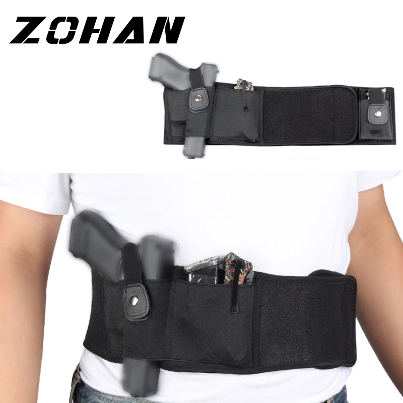 

Left Right Hand Adjustable Tactical Elastic Hunting Belly Band Waist Gun Holster Concealed Carry Universal Pistol Band Holster