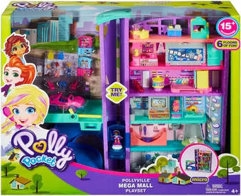 

Genuine Polly Pocket Pollyville Shopping mall treasure box Mega Mall Playset with Themed Accessories