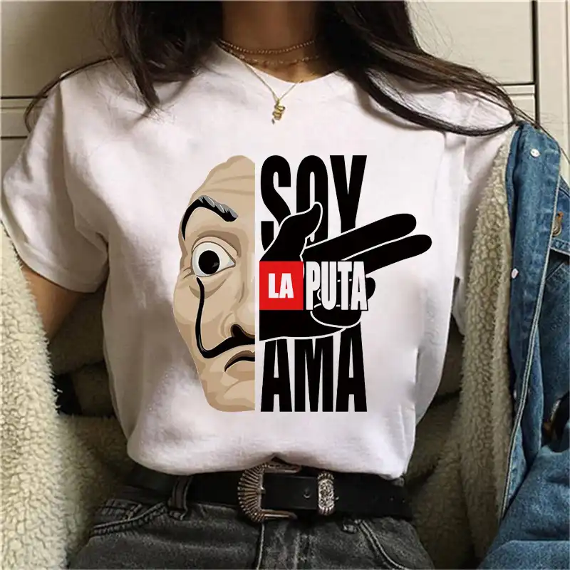 Maycaur A Casa de Papel T Shirt Novo Dinheiro Assalto Mulheres La Casa de Papel Tshirt Engraçado Top Tee Roupas Da Moda Feminina Camisetas