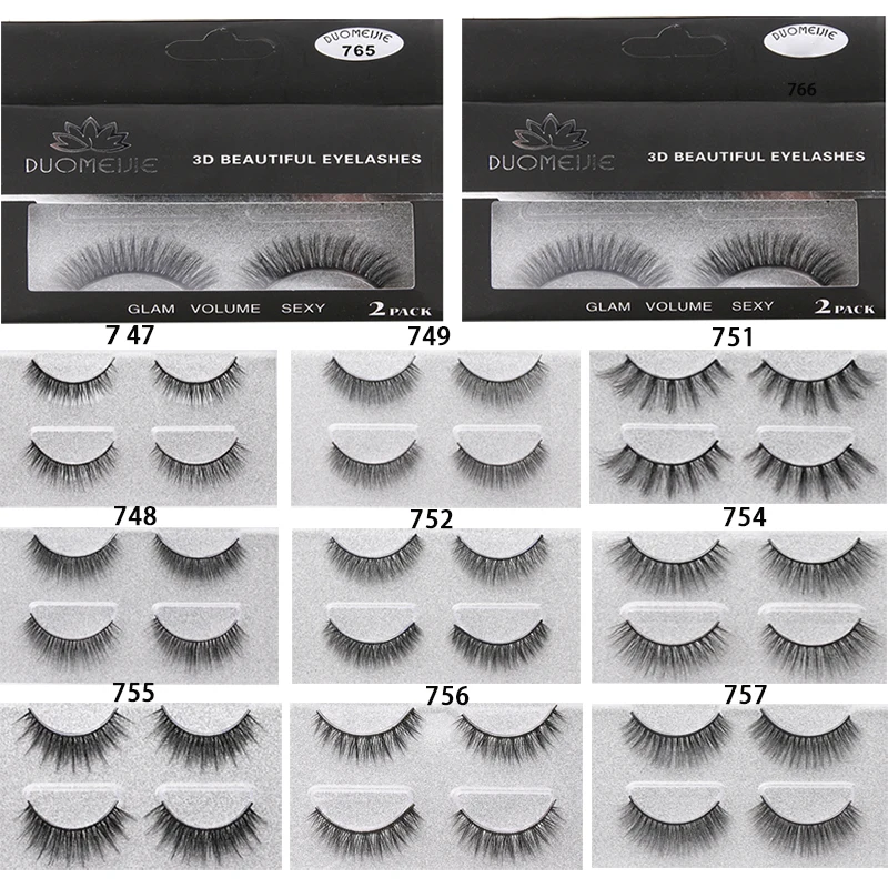 

AY 2020 2Pairs Mink Eyelashes Natural/Thick 3D mink Faux Lashes Natural False Eyelash HandMade Eyelashes Woman Makeup Tools
