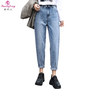 

Yuxinfeng Straight Jeans Women Spring Summmer High Waist Female Jeans Pants Streetwear Ankle Length Boyfriend Jeans Blue Black