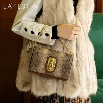 

LAFESTIN 2019 new wome bag luxury chain handle handbag fashion shoulder messenger bags organ design small square bag
